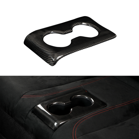 CREATE CARBON Carbon Fiber Rear Seat Water Cup Slot Decorative Cover for Acura Integra Type S 2024+ | Bright Black Finish