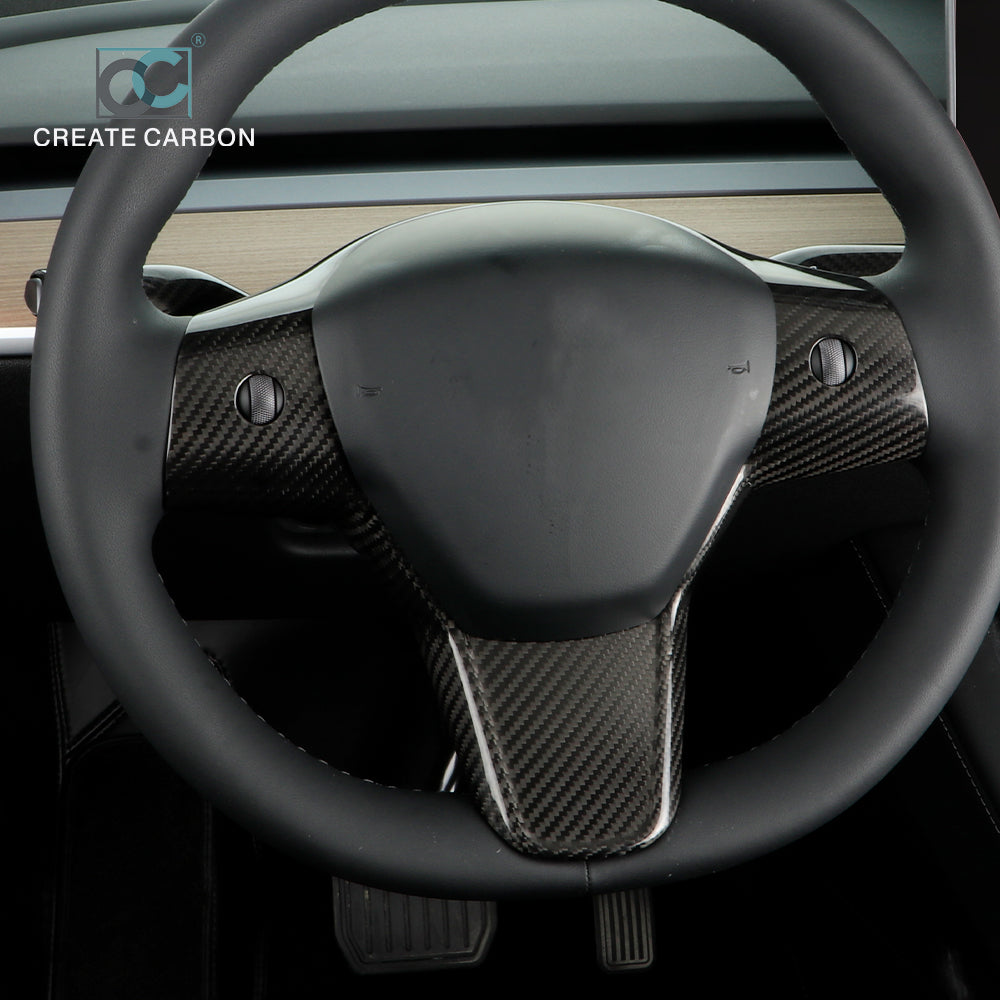 JSWAN Dry Carbon Fiber Steering Wheel Cover for Tesla model 3 Y