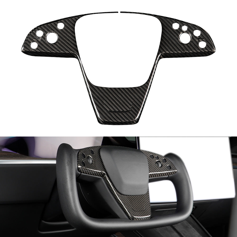 Real Carbon Fiber Interior Steering Wheel Trim For Tesla Model S Model X 2021+