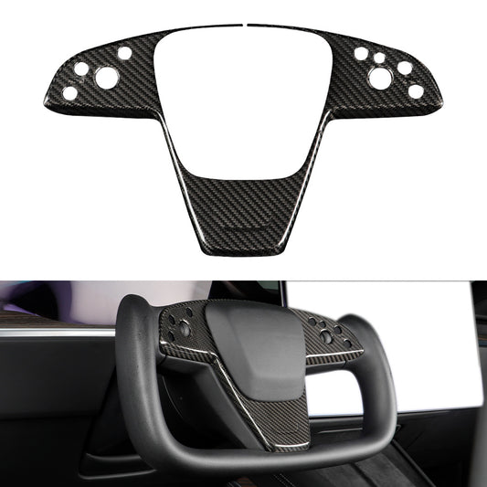 Real Carbon Fiber Interior Steering Wheel Trim For Tesla Model S Model X 2021+