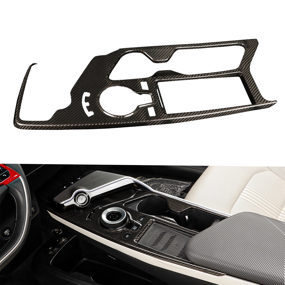 Carbon Fiber Center Console Gear Shift Panel Cover for Kia EV6 GTline GT (2022 to 2025) Central Control Panel Frame Overlay