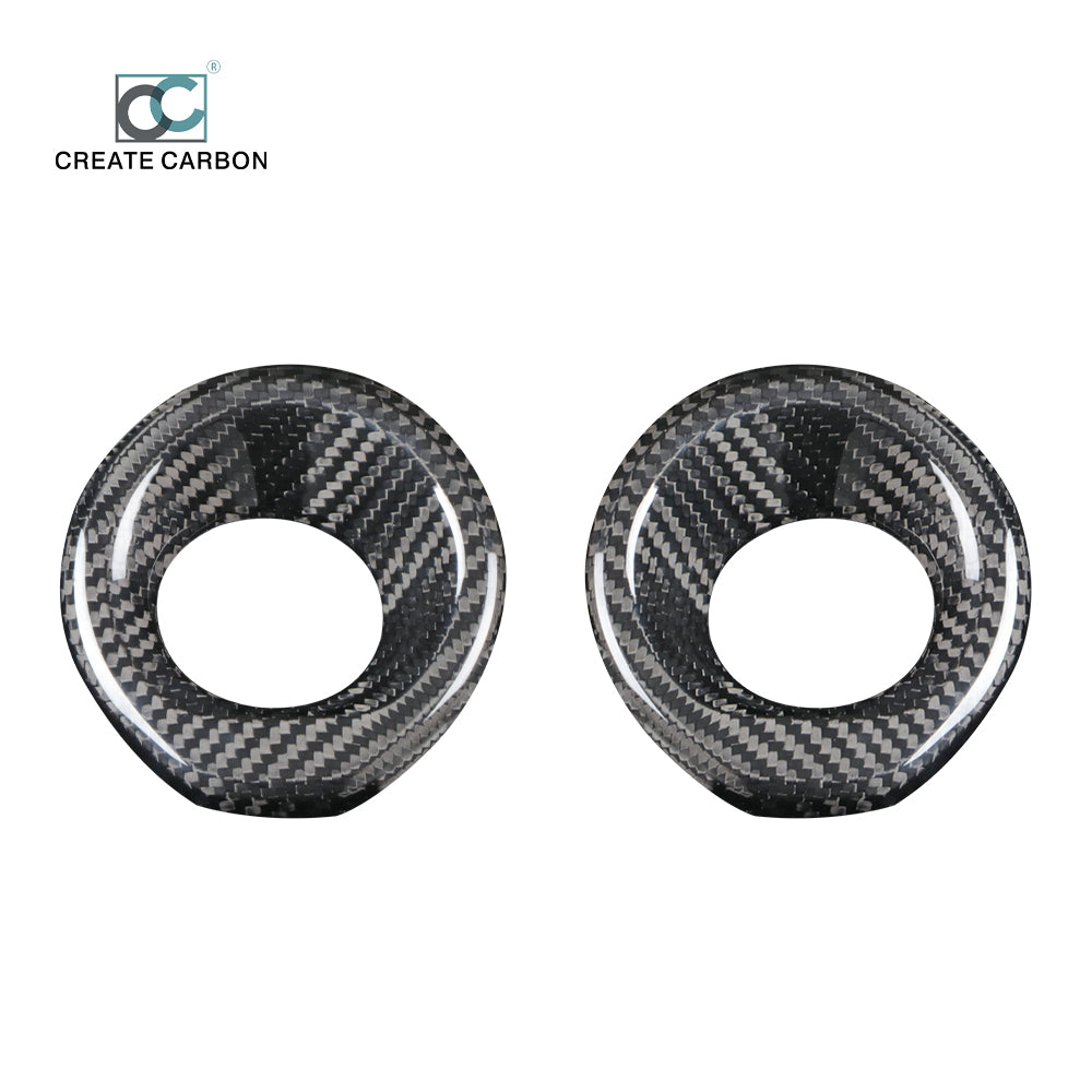 JSWAN 2pcs Dry Carbon Fiber Car Door Audio Speaker Cover Trim Fit For Supra MK5 A90