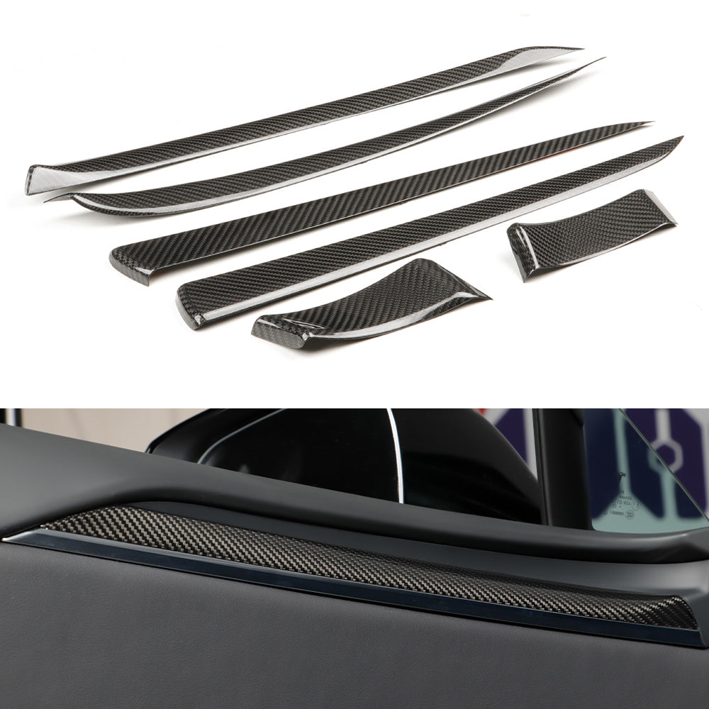 Dry Carbon Fiber Door Panel Trim For Tesla Model X