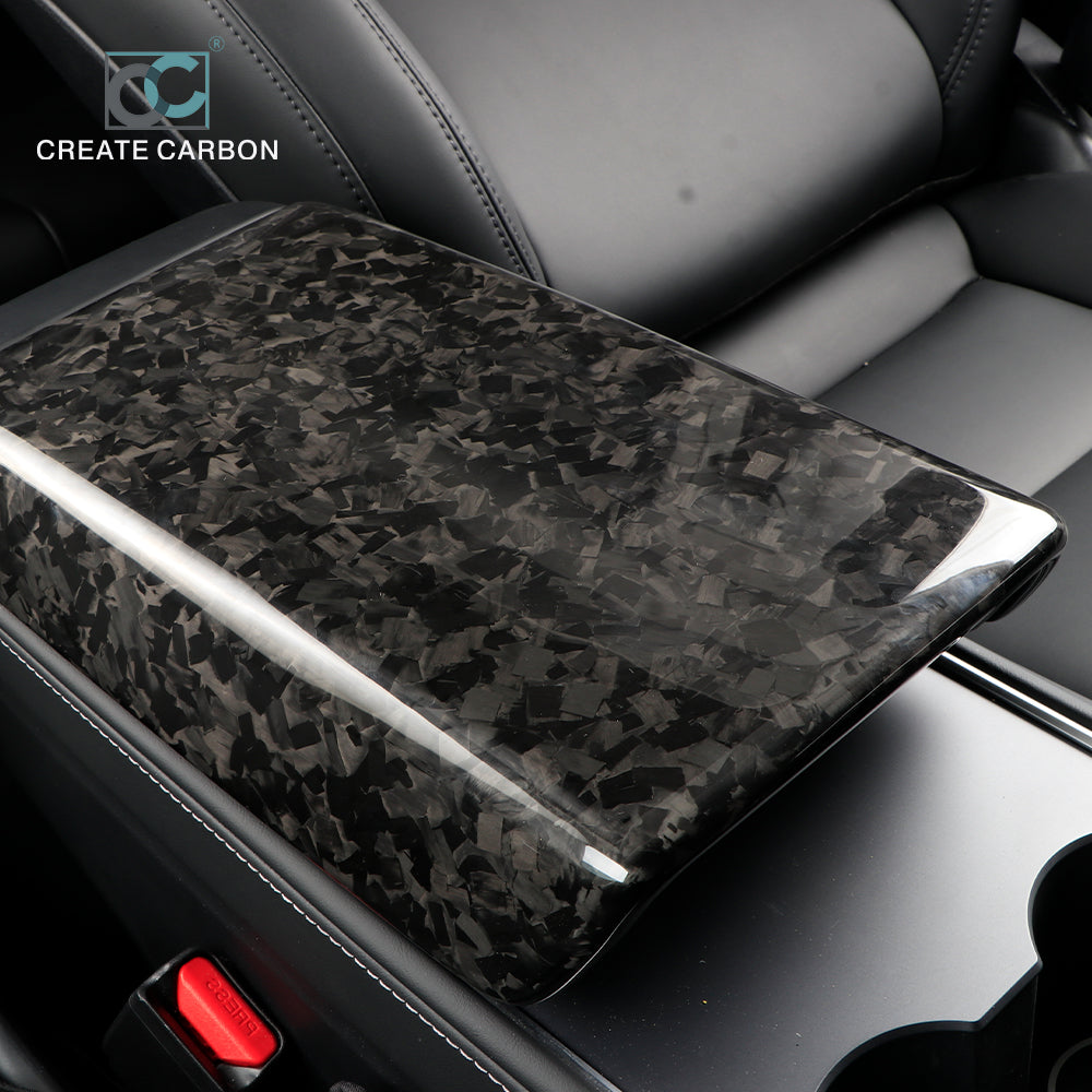 JSWAN Dry Carbon Fiber Center Console Cover Armrest Protector for Tesla Model 3 Y