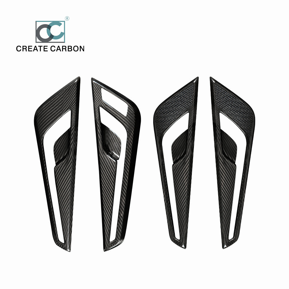 JSWAN 4pcs Real Carbon Fiber Inner Door Protective Cover for Kia EV6(LHD) Gloss Black