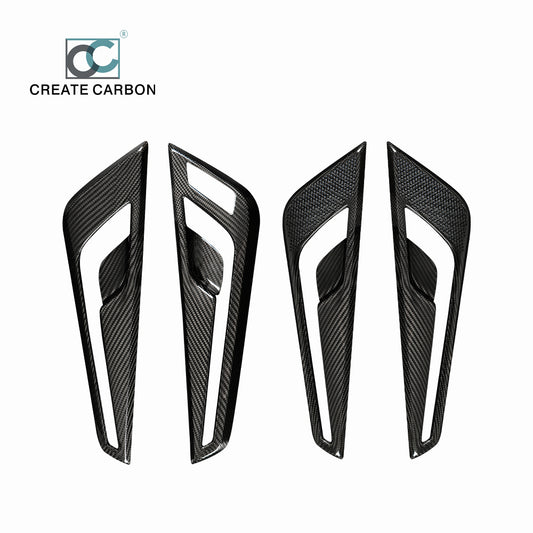 JSWAN 4pcs Real Carbon Fiber Inner Door Protective Cover for Kia EV6(LHD) Gloss Black