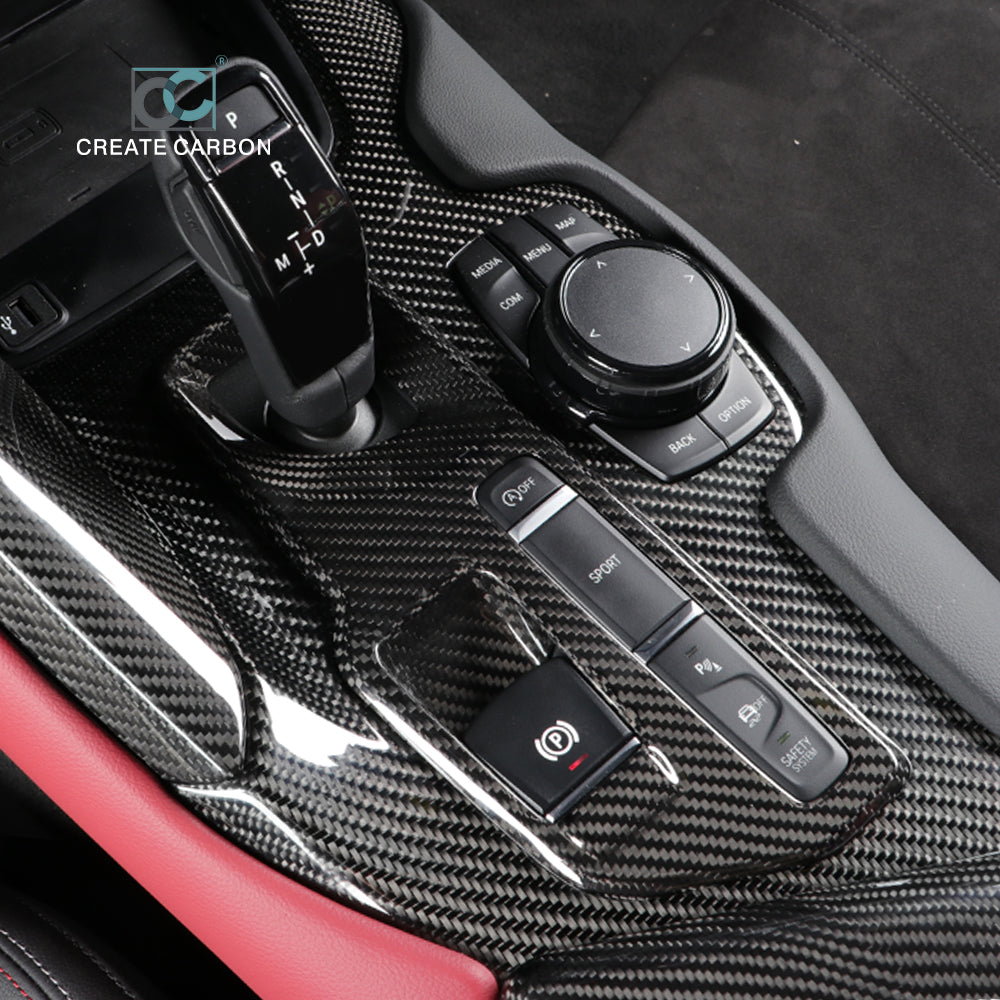 JSWAN Fit For Toyota Supra A90 MK5 Real Carbon Fiber Gear Shift Panel Trim Gloss (LHD)