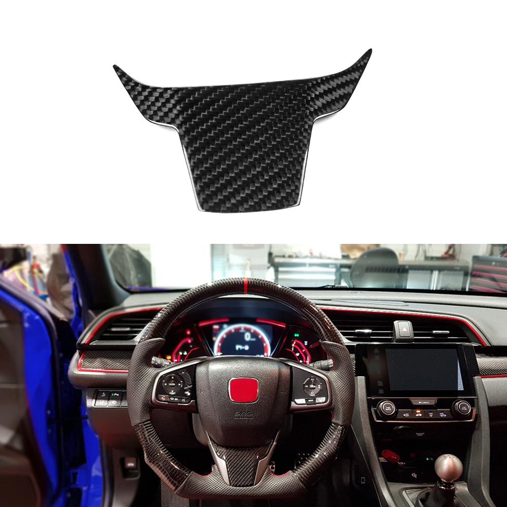 CREATE CARBON Gloss Carbon Fiber Steering Wheel Panel Trim Cover for Honda Civic Type R FK8 | Premium Interior Upgrade