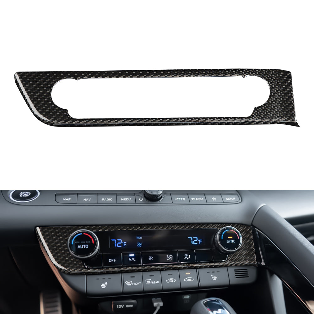 Dry Carbon Fiber Center Console Air Conditioning Switch Button Panel Cover Trim Compatible with Hyundai Elantra N Line CN7