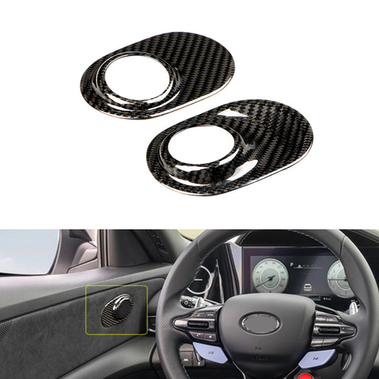 Carbon Fiber 2Pcs Door Audio Ring Decoration Sticker for Hyundai Elantra N