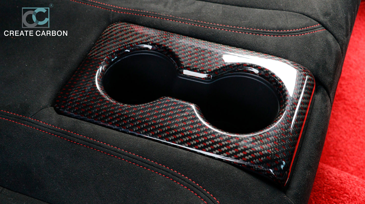 JSWAN Dry Red Carbon Fiber Rear Cup Holder Cover for Civic Type R FL5 2023