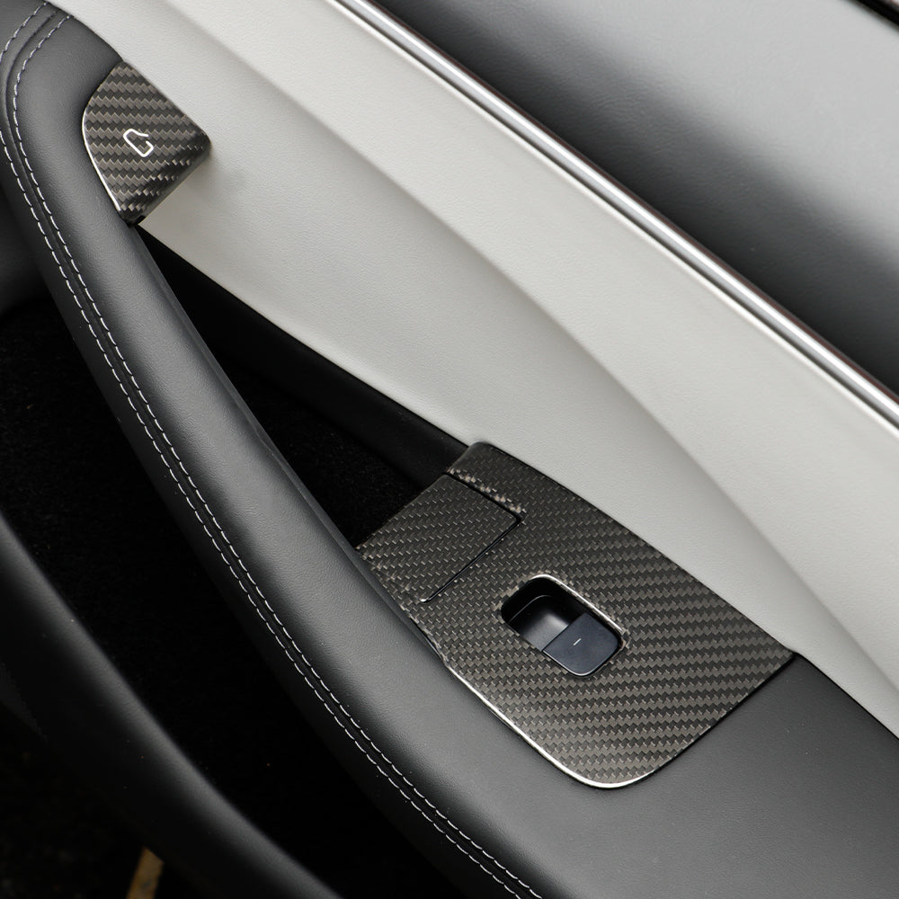 Create Carbon Real Carbon Fiber Window Lift Button Cover Trim for Tesla Model 3 Highland (LHD)