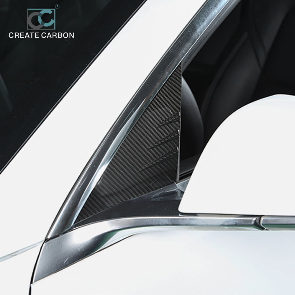 JSWAN Dry Carbon Fiber A-pillar triangular window for Tesla model 3 Y