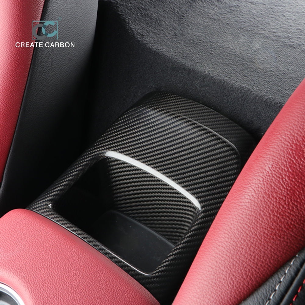 JSWAN Dry Carbon Fiber Armrest Box Rear Storage Box Cover Trim Fit For Supra MK5 A90