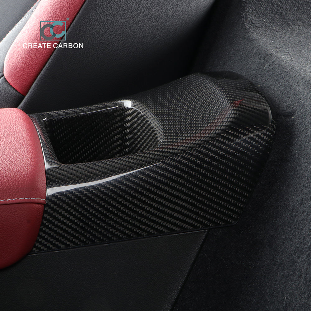 JSWAN Dry Carbon Fiber Armrest Box Rear Storage Box Cover Trim Fit For Supra MK5 A90