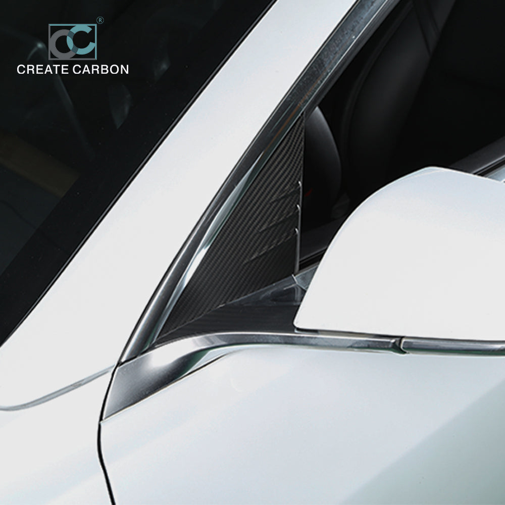 JSWAN Dry Carbon Fiber A-pillar triangular window for Tesla model 3 Y