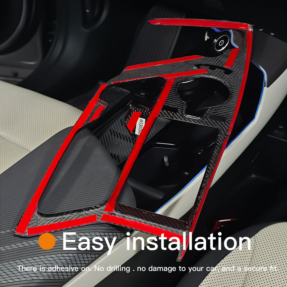 Carbon Fiber Center Console Gear Shift Panel Cover for Kia EV6 GTline GT (2022 to 2025) Central Control Panel Frame Overlay