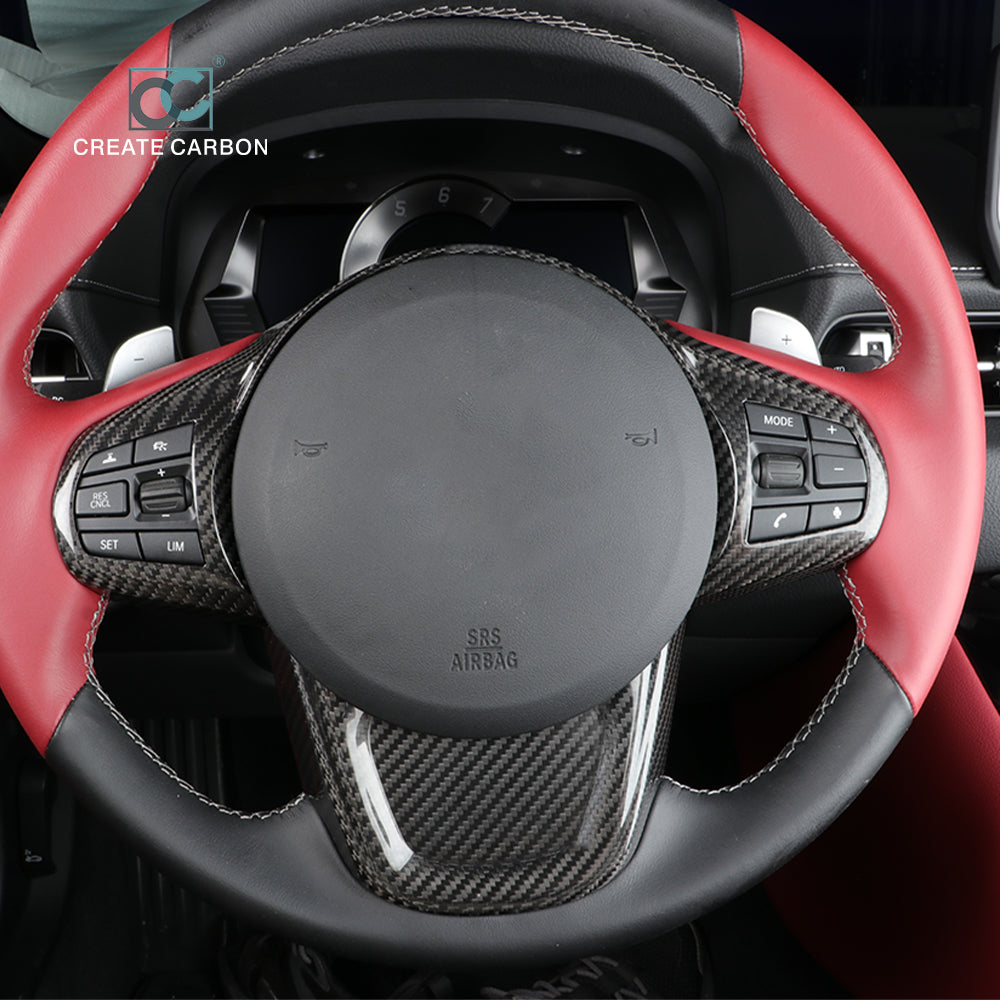 JSWAN Dry Carbon Fiber Steering Wheel Panel Cover Trim For Toyota Supra MK5 A90 2019+