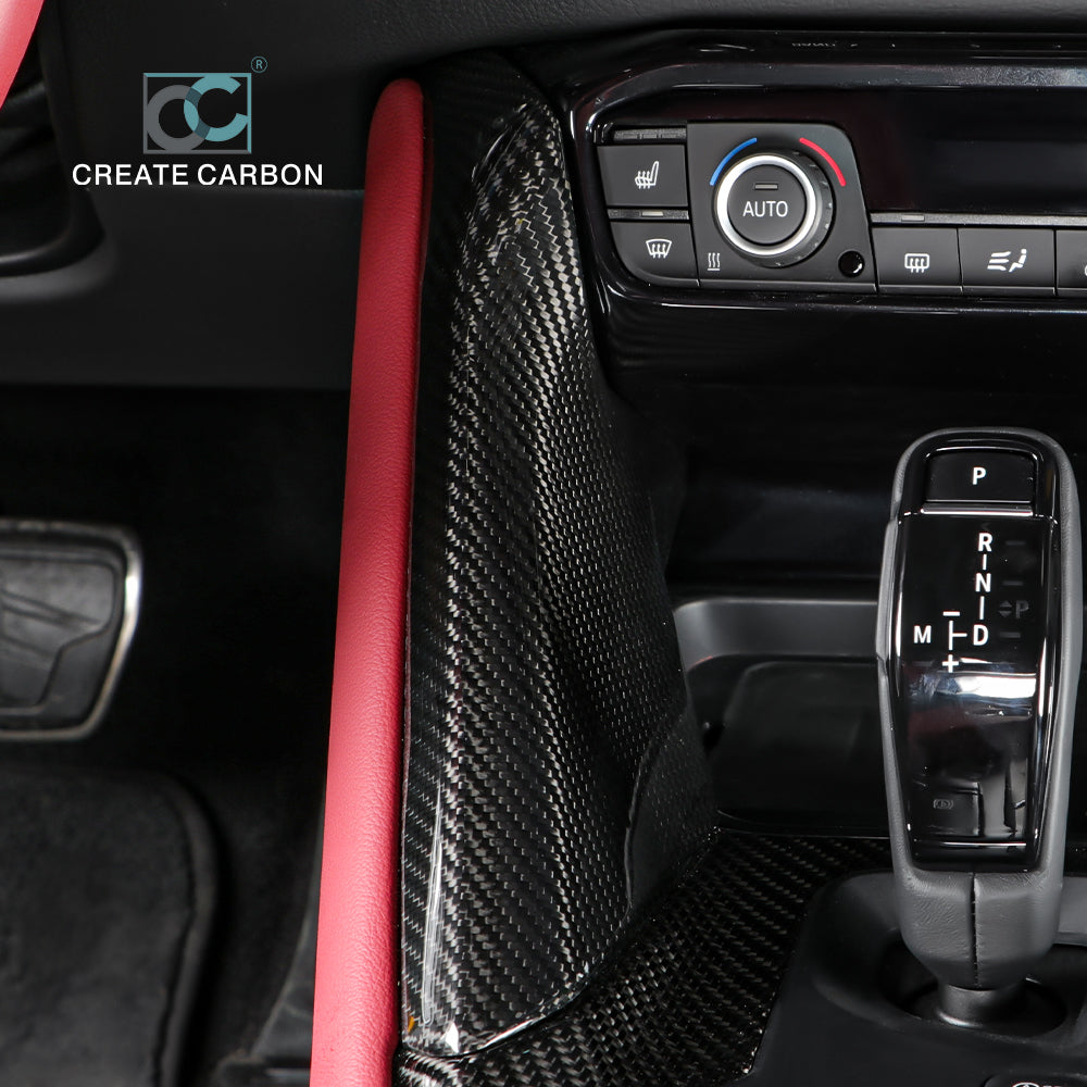 CREATE CARBON Real Carbon Fiber Gear Shift Side Panel Trim Cover Fit For Supra A90 MK5(LHD)