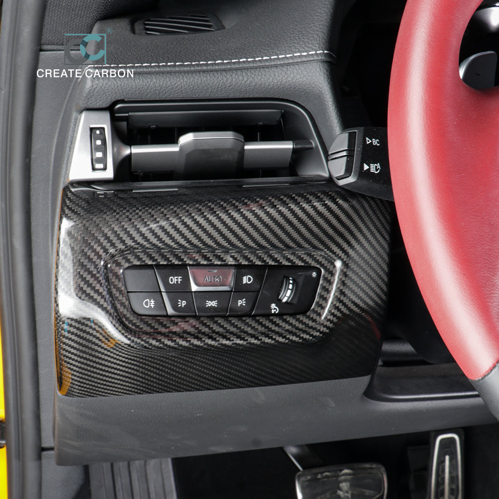 JSWAN Dry Carbon Fiber Headlight Power Switch Panel Cover Fit For Supra A90 MK5(LHD)