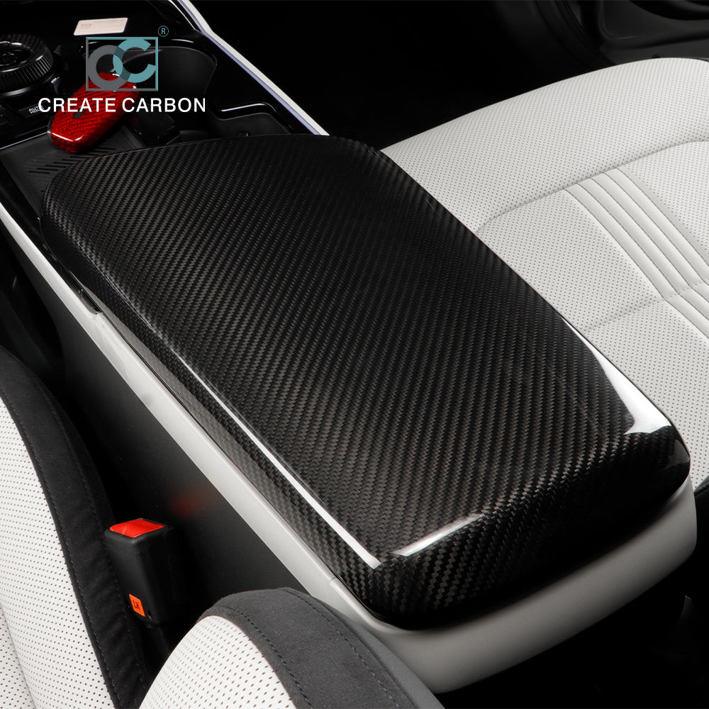 JSWAN  For KIA EV6 2021-2024 Carbon Fiber Central Console Armrest Panel Cover (LHD)