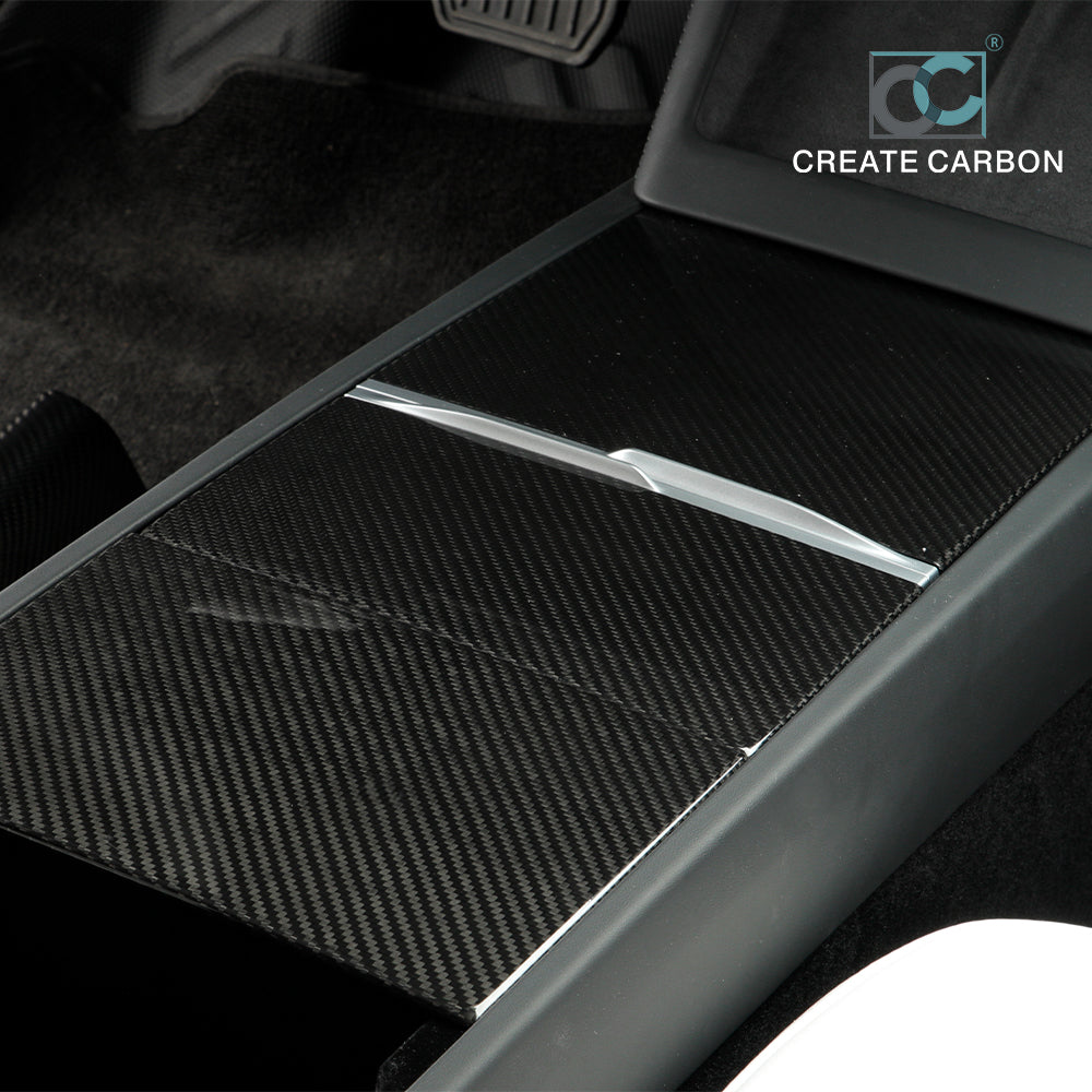 JSWAN Dry Carbon Fiber Center Console Trim Cover For Tesla Model 3 Highland(2024)