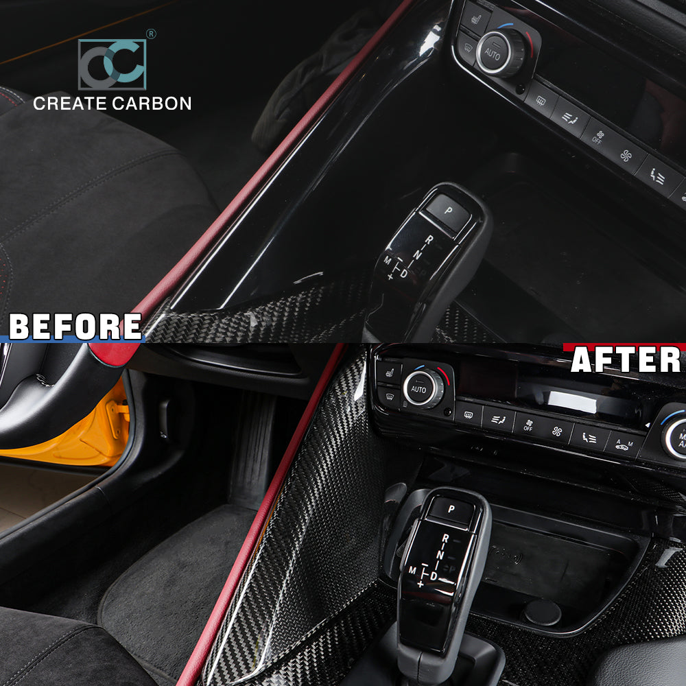 CREATE CARBON Real Carbon Fiber Gear Shift Side Panel Trim Cover Fit For Supra A90 MK5(LHD)